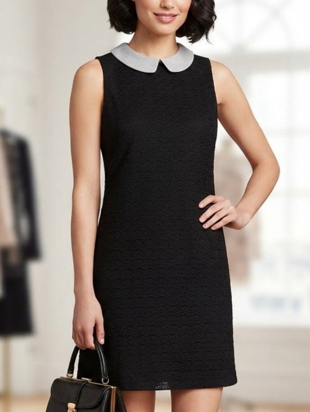 Beautiful CECE Classic Sleeveless Dress Peter Pan Collar Shift Shirtdress Size L